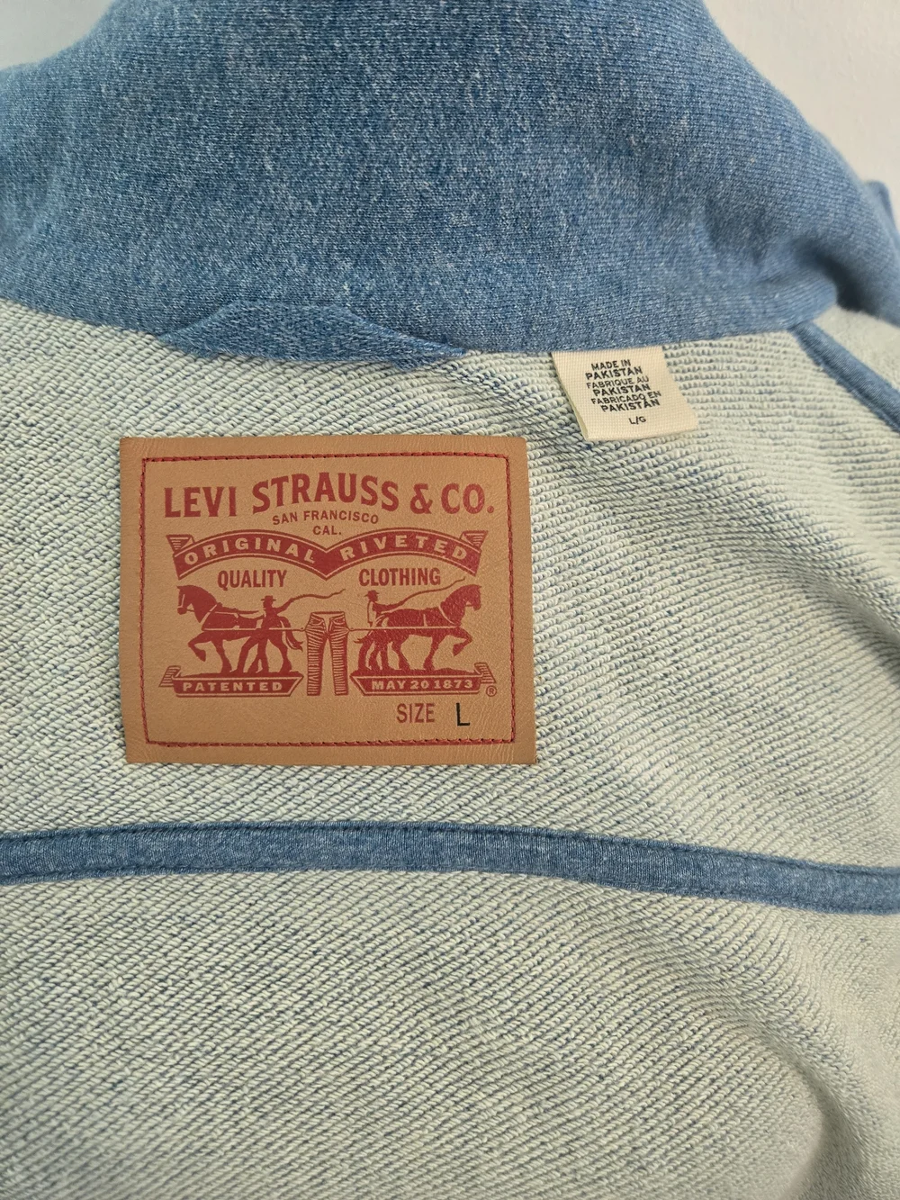 Levis Strauss Mens Light Blue Cotton Shirt Jacket Snap Front Size L - Picture 8 of 11